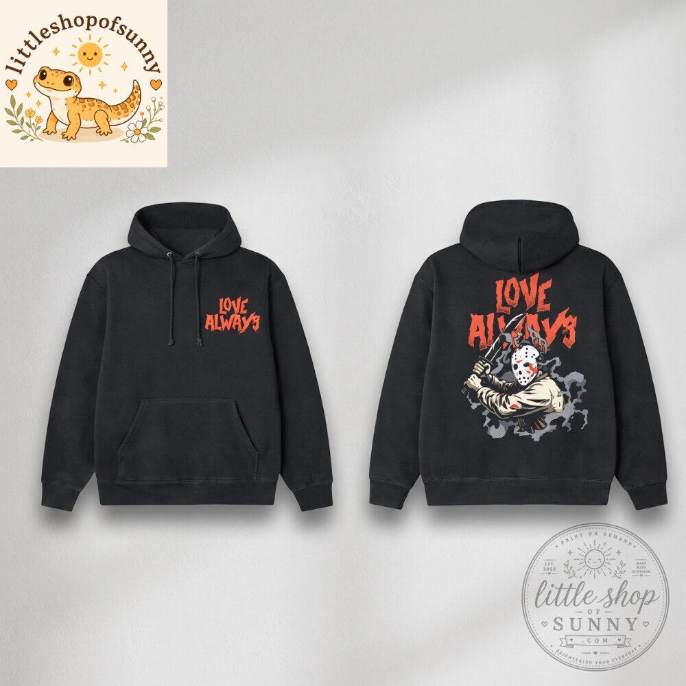 Love Always Graphic Black Pullover Hoodie