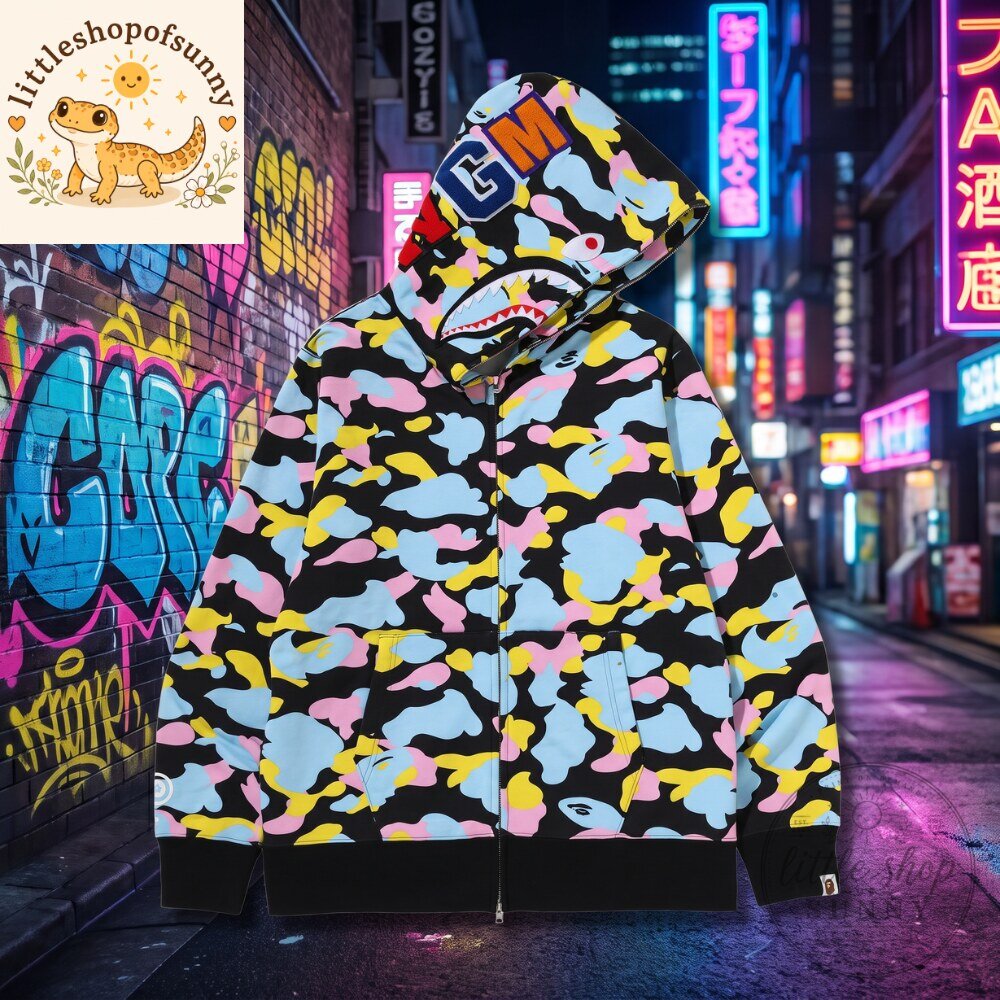 BAPE Multicolor Camo Shark Full Zip Hoodie 3 BAPE Multicolor Camo Shark Full Zip Hoodie
