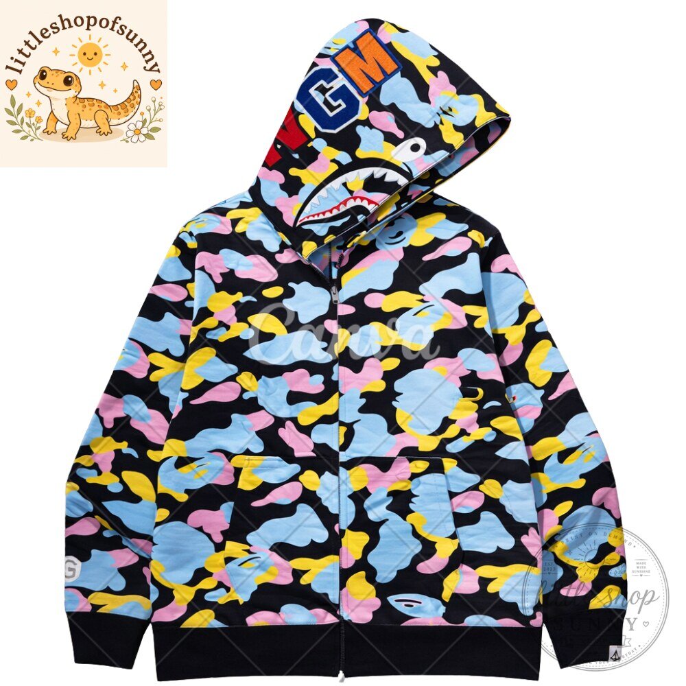 BAPE Multicolor Camo Shark Full Zip Hoodie 4 BAPE Multicolor Camo Shark Full Zip Hoodie