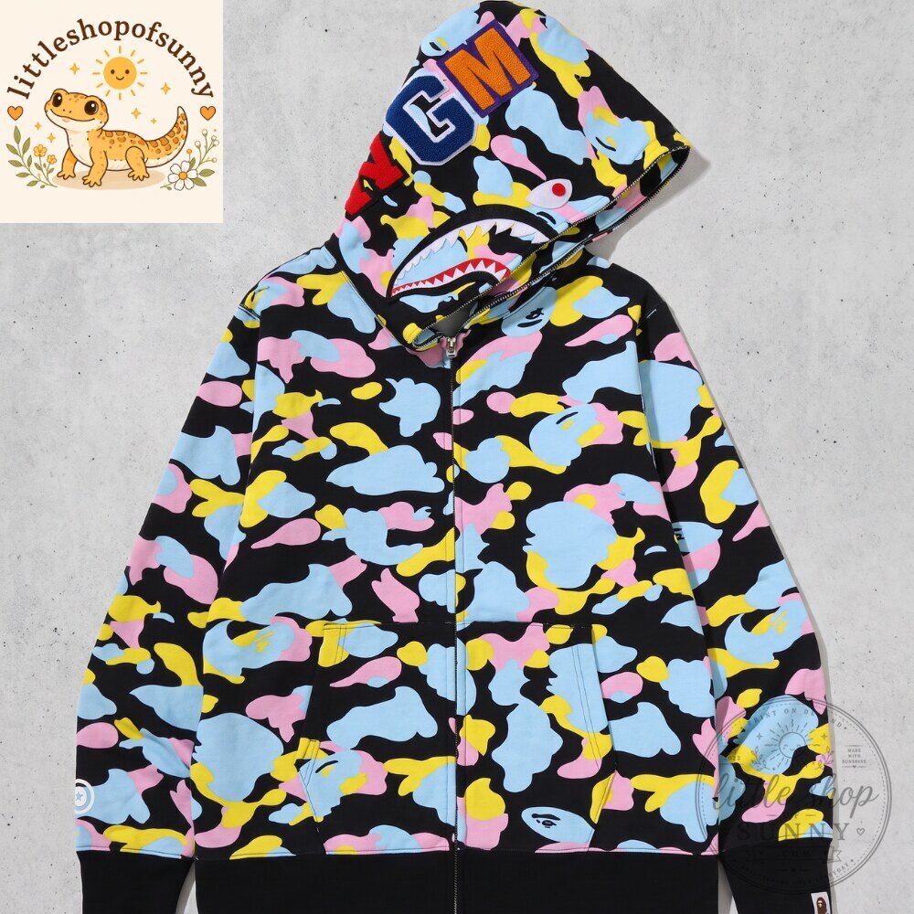 BAPE Multicolor Camo Shark Full Zip Hoodie 5 BAPE Multicolor Camo Shark Full Zip Hoodie