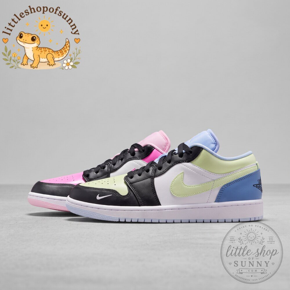 Air Jordan 1 Low Mismatched Pastel Iridescent Multi Color Patent Leather Sneakers 3 Air Jordan 1 Low Mismatched Pastel Iridescent Multi Color Patent Leather Sneakers