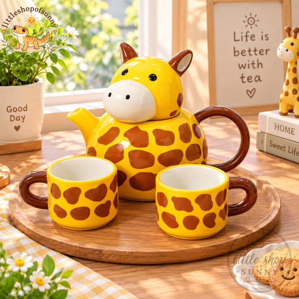 Cute Giraffe Ceramic Teapot and Cups Set 2026 Animal Tea Pot Gift