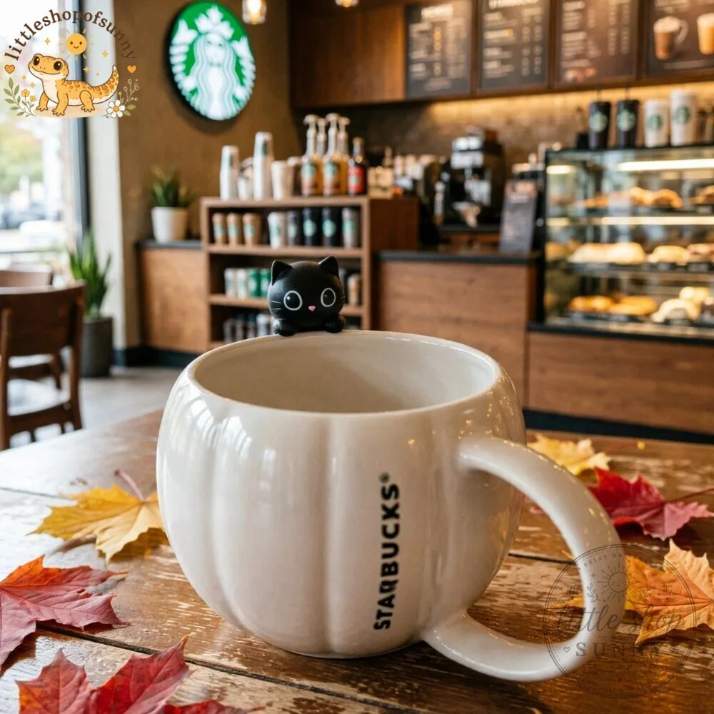 Starbucks Pumpkin Mug with Black Cat