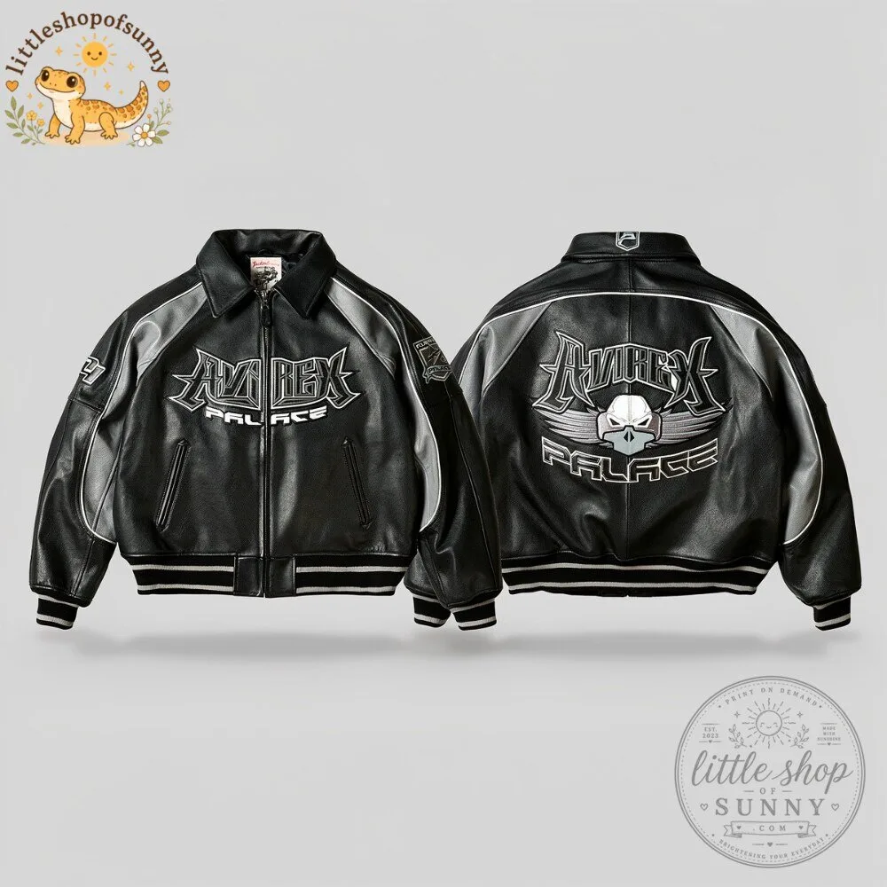 Palace x Avirex Black Leather Bomber Jacket 2026