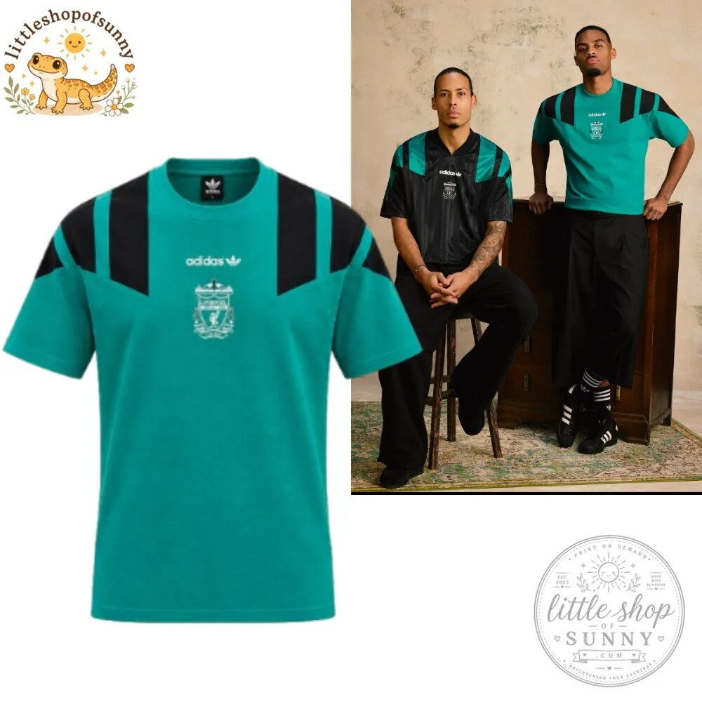 Adidas Liverpool FC Green and Black Retro T Shirt