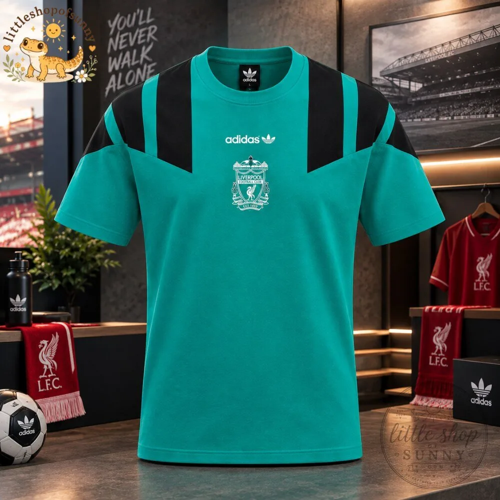Adidas Liverpool FC Green and Black Retro T Shirt 5 Adidas Liverpool FC Green and Black Retro T Shirt