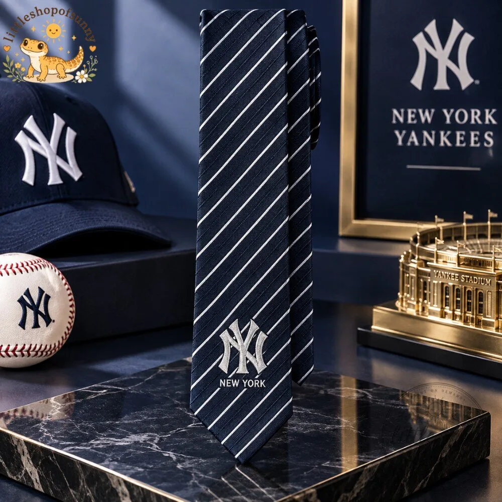 KITH x New York Yankees Striped Silk Tie 5 KITH x New York Yankees Navy Striped Silk Tie