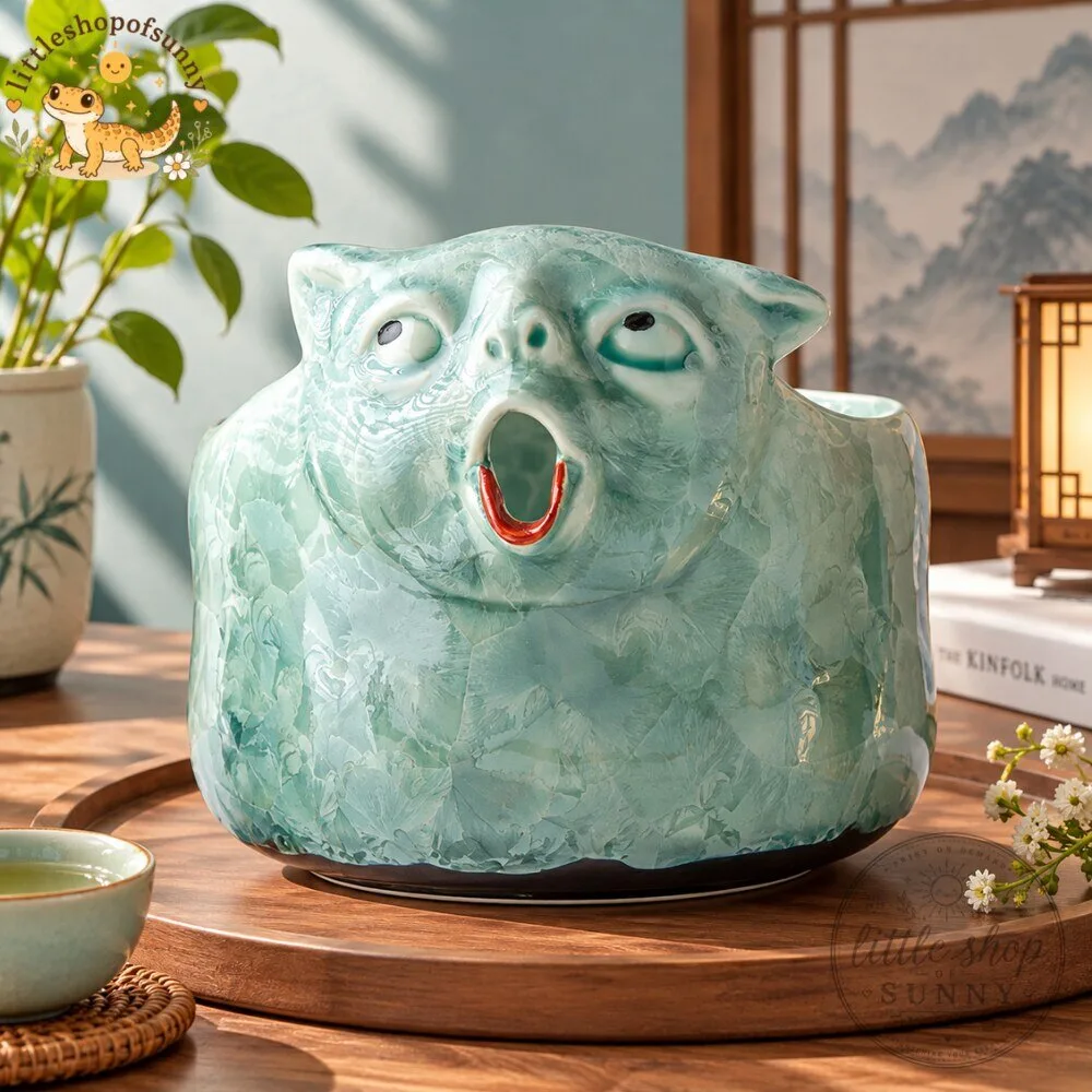 Cute Screaming Fat Cat Ceramic Matcha Sifter Bowl 3 Cute Screaming Fat Cat Ceramic Matcha Sifter Bowl