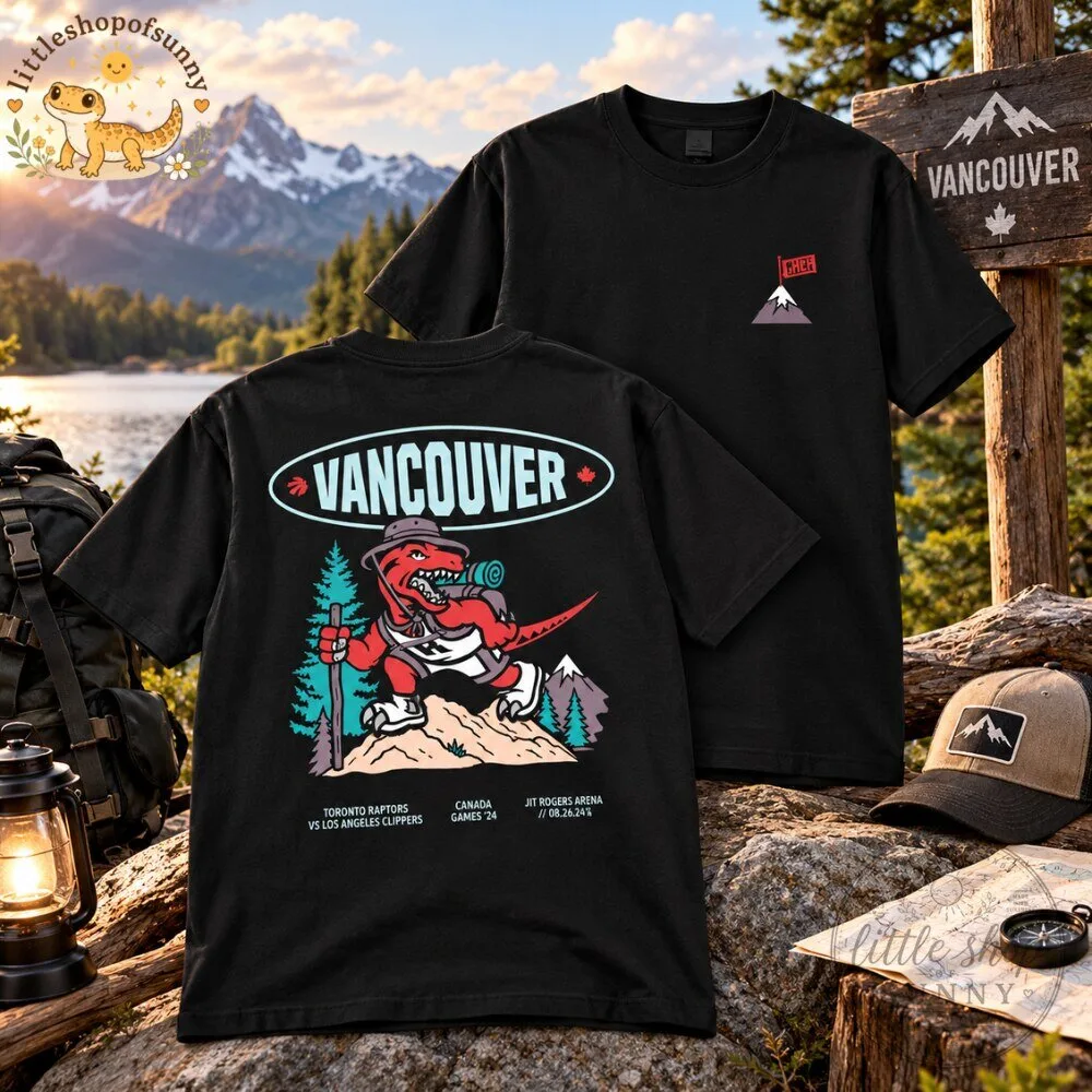 Vancouver Dinosaur Hiking Graphic T Shirt 4 Vancouver Dinosaur Hiking Graphic T Shirt