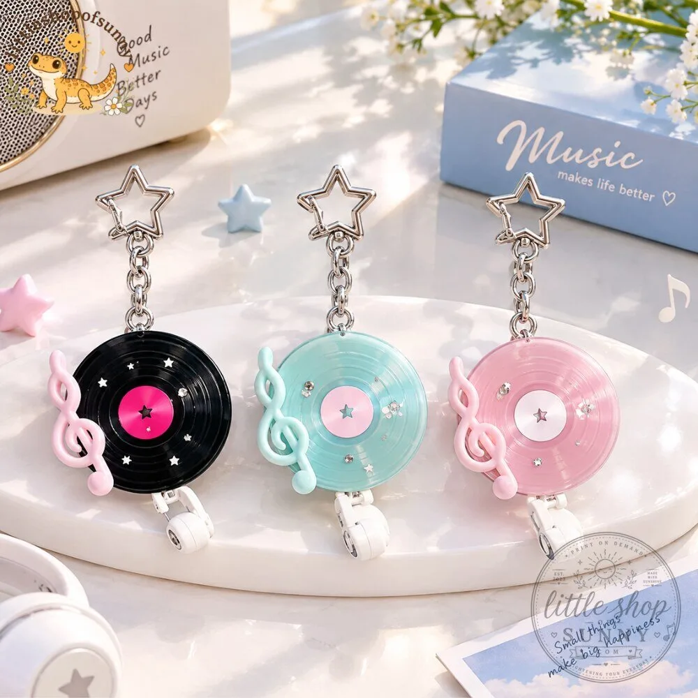 "Top 2026 Fashion: Stylish Organizers, Jackets, and Advent Calendar" 37 Y2K Vinyl Record Headphone Organizer Keychain Aesthetic Mini CD Cable Winder 2026