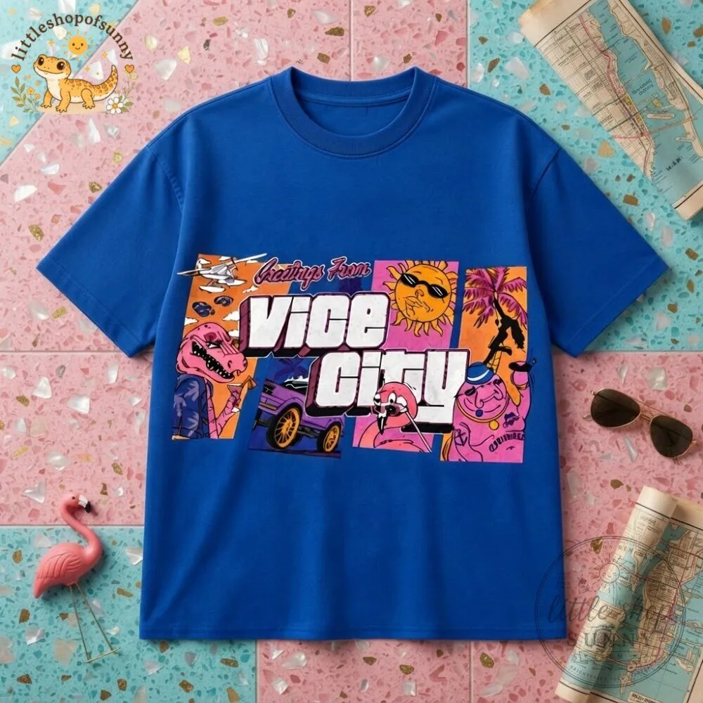 Greetings From Vice City Graphic Tee Retro Aesthetic T Shirt