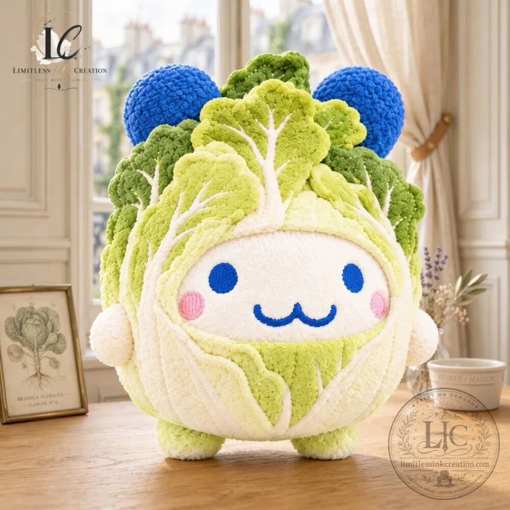 Chonky Crochet Cabbage Fairy Plushie Kawaii Vegetable Toy 4 Chonky Crochet Cabbage Fairy Plushie Kawaii Vegetable Toy