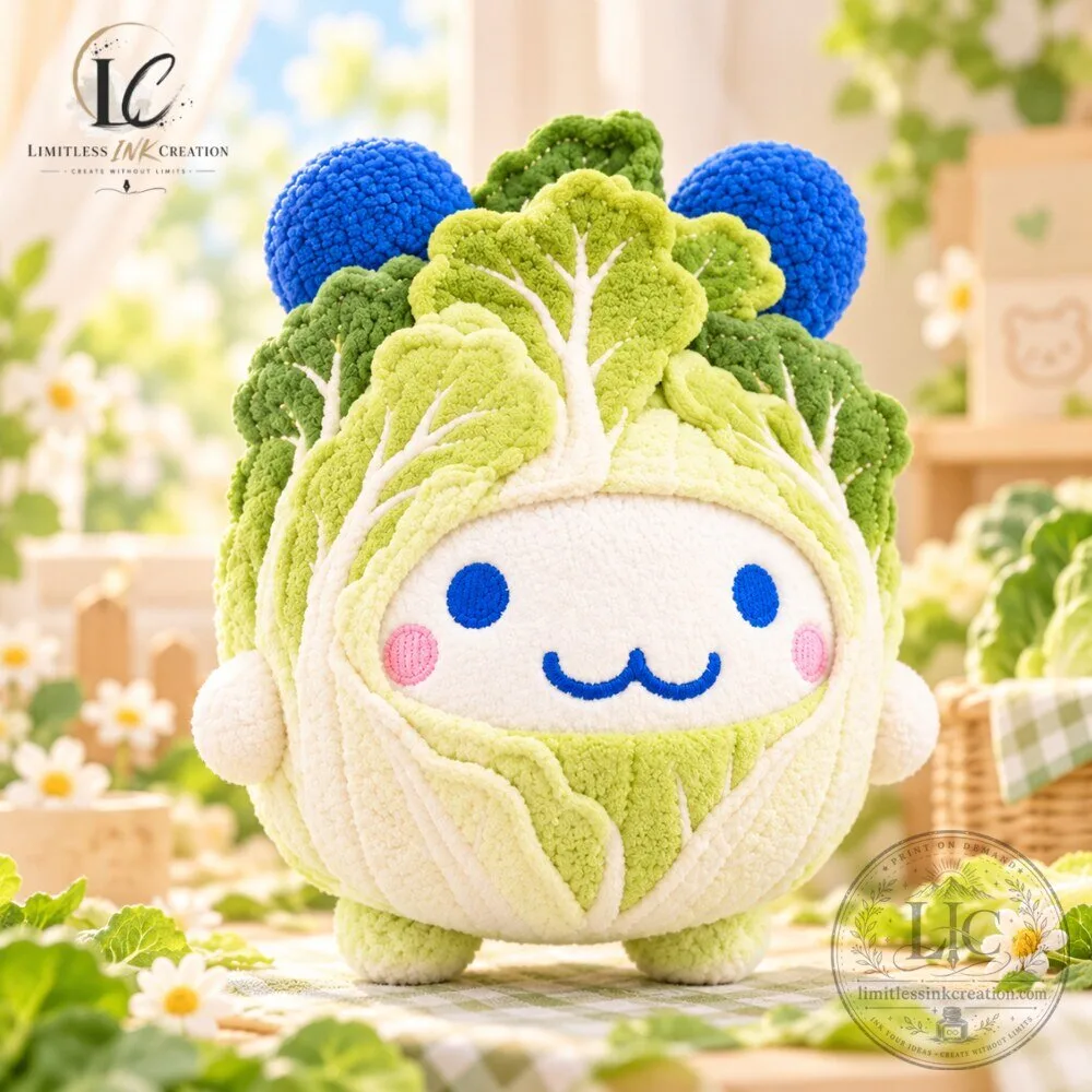 Chonky Crochet Cabbage Fairy Plushie Kawaii Vegetable Toy 6 Chonky Crochet Cabbage Fairy Plushie Kawaii Vegetable Toy
