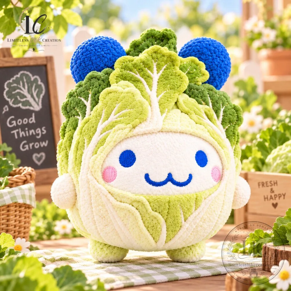 Chonky Crochet Cabbage Fairy Plushie Kawaii Vegetable Toy 7 Chonky Crochet Cabbage Fairy Plushie Kawaii Vegetable Toy