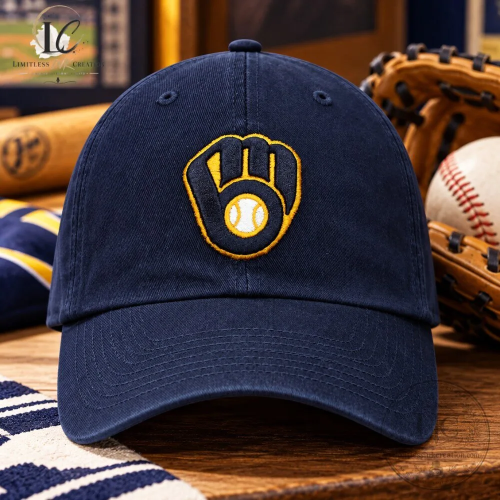 Milwaukee Brewers 47 Clean Up Hat Classic Ball Glove Logo 4 Milwaukee Brewers 47 Clean Up Hat Classic Ball Glove Logo