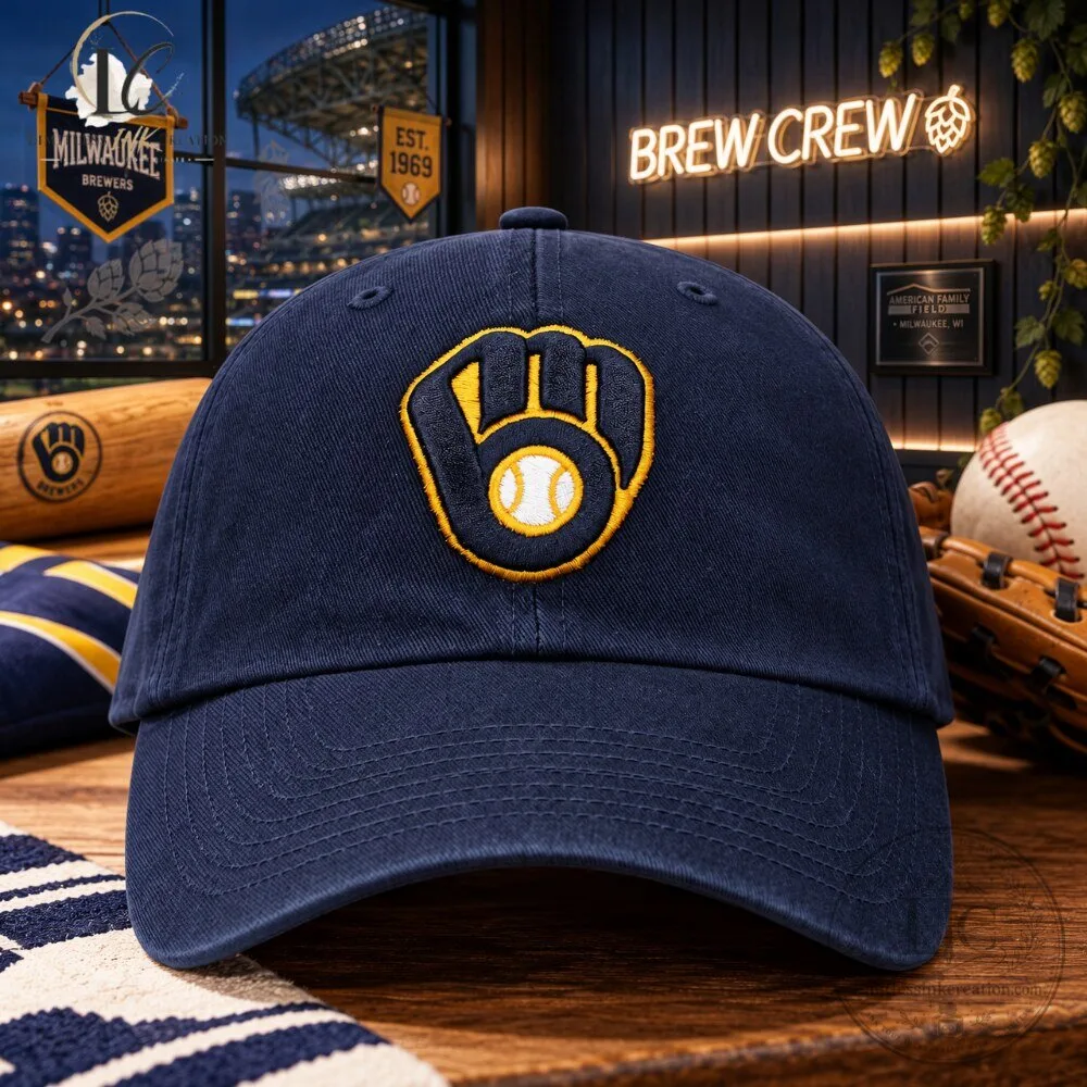 Milwaukee Brewers 47 Clean Up Hat Classic Ball Glove Logo 7 Milwaukee Brewers 47 Clean Up Hat Classic Ball Glove Logo