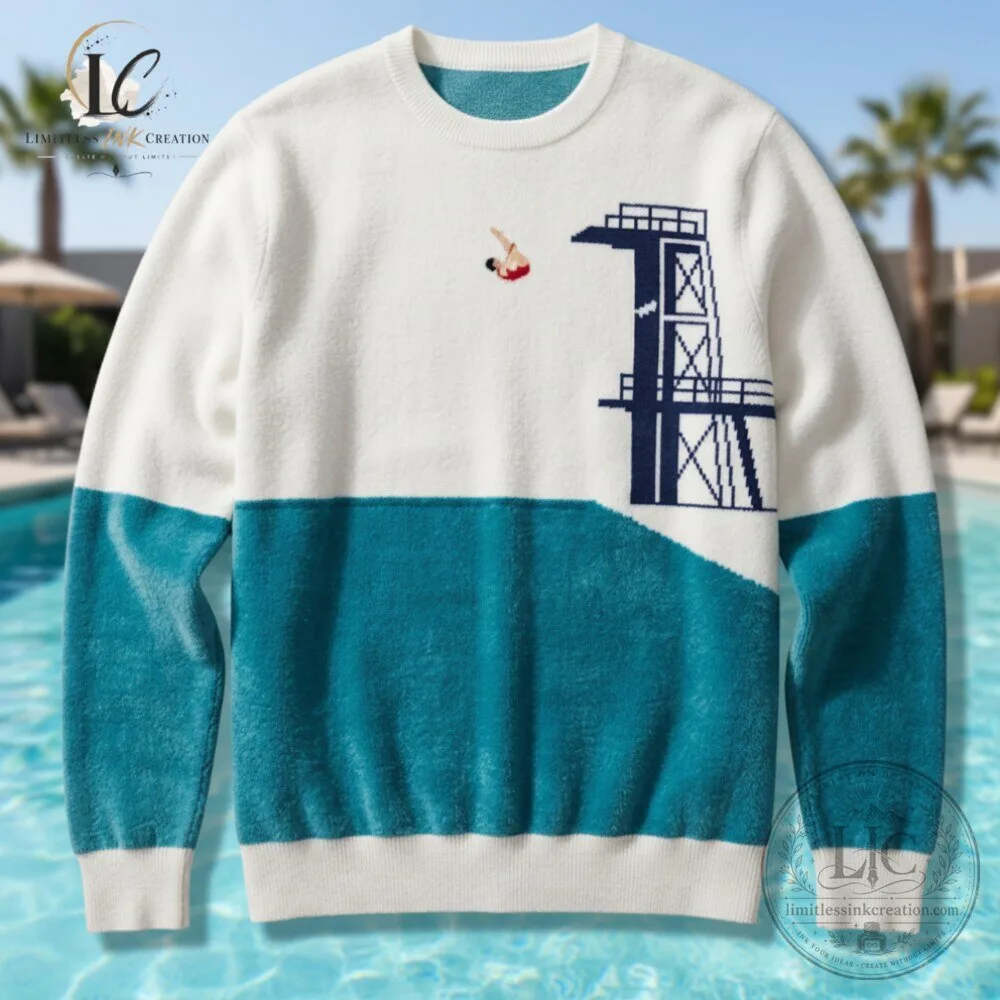 Custom Knit High Dive Graphic Sweater Crewneck 7 Custom Knit High Dive Graphic Sweater Crewneck
