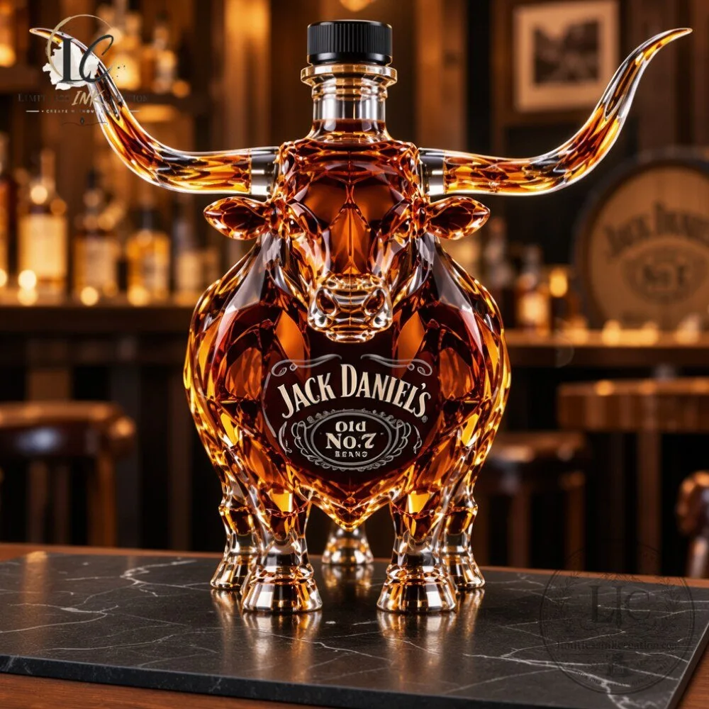 Jack Daniel’s Bull Decanter Luxury Texas Longhorn Whiskey Bottle