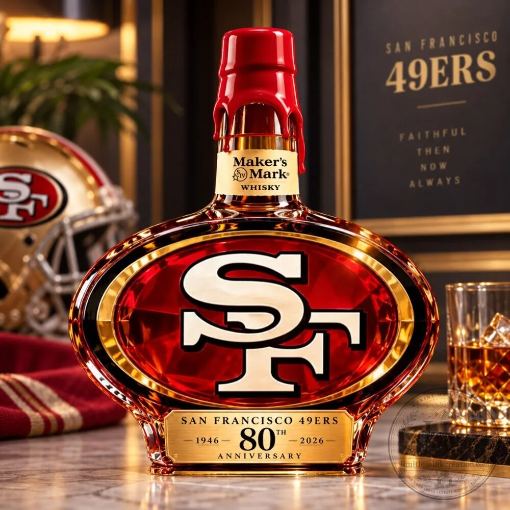 Maker's Mark San Francisco 49ers 80th Anniversary Whiskey Decanter 4 Maker's Mark San Francisco 49ers 80th Anniversary Whiskey Decanter