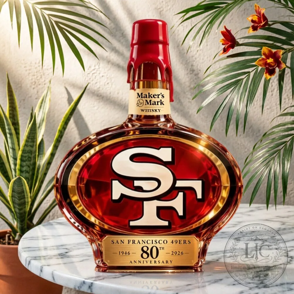 Maker's Mark San Francisco 49ers 80th Anniversary Whiskey Decanter 6 Maker's Mark San Francisco 49ers 80th Anniversary Whiskey Decanter