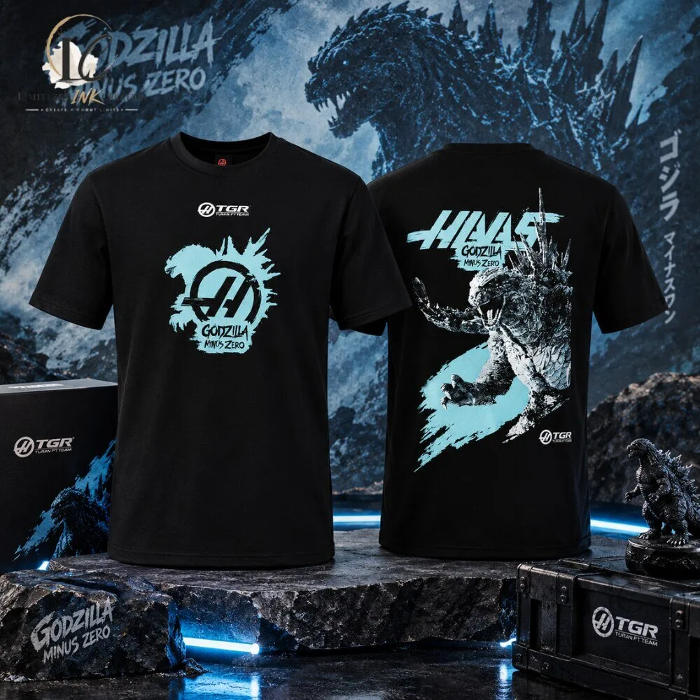 Unisex Haas F1 Team x Godzilla Minus Zero Print T Shirt 4 Unisex Haas F1 Team x Godzilla Minus Zero Print T Shirt