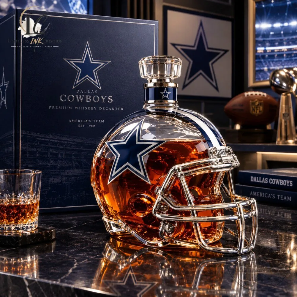 Dallas Cowboys Football Helmet Whiskey Decanter NFL Fan Gift 6 Dallas Cowboys Football Helmet Whiskey Decanter NFL Fan Gift