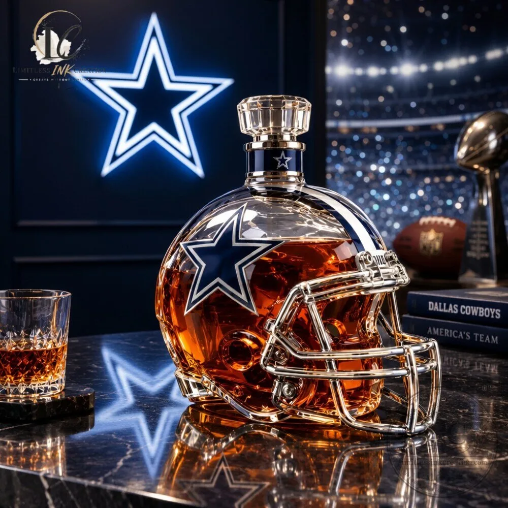 Dallas Cowboys Football Helmet Whiskey Decanter NFL Fan Gift 8 Dallas Cowboys Football Helmet Whiskey Decanter NFL Fan Gift